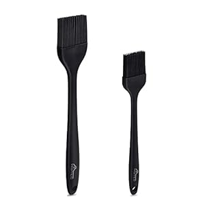 HOTEC Basting Brushes Silicone Heat Resistant Pastry Brushes Spread Oil Butter Sauce Marinades for BBQ Grill Barbecue Baking Kitchen Cooking BPA Free Dishwasher Safe (Black 2)