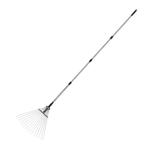Rechen Für Rasenflächen - 15-Zinken Teleskop Unkraut Harke | Effizientes Rostfreies Unkrautwerkzeug Für Gartenarbeit