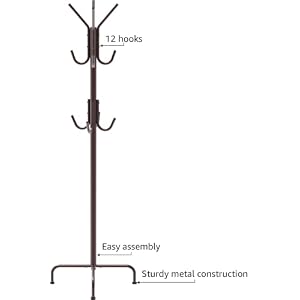 Simple Houseware Standing Coat and Hat Hanger Organizer Rack Bronze