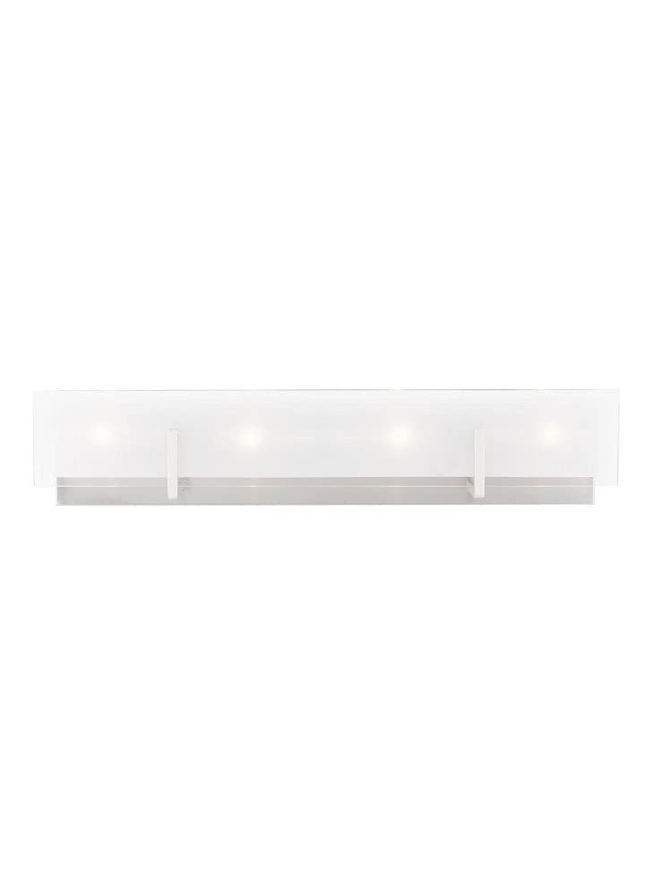 Generation Lighting 4-Light Syll Bath Fixture Wall Lamp (Brushed Nickel) 4430804-962 | Bathroom Light Fixture for Home Decor | Vanity Light Fixture Uses Candelabra E12 Standard or LED Light Bulbs