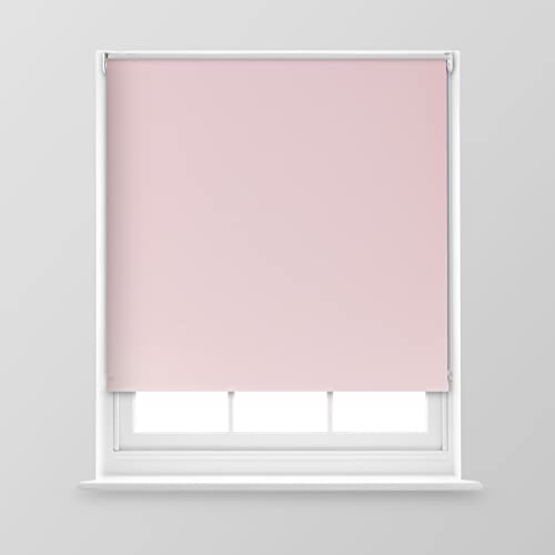 A.Unique Home Premium Trimmable Thermal Blackout Roller Window Blind in a Variety of Colours and Sizes Ideal for any Room - 2FT - Blush Pink - 60cm (W) x 170cm (L) | 23.6" (W) x 66.9" (L)