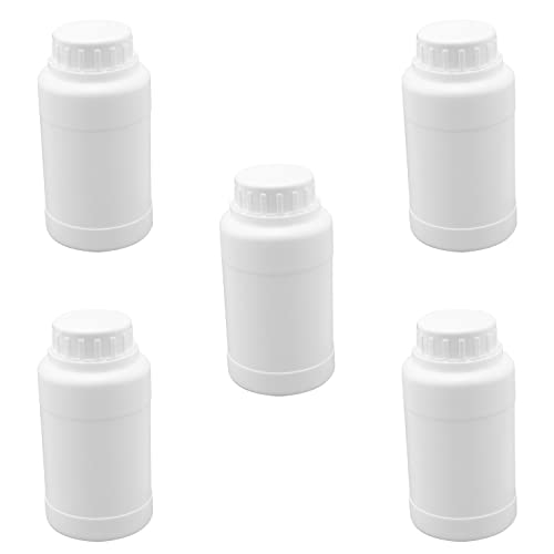 Image of Othmro 10pcs 8.45oz /250ml Plastic Bottles, Lab Cylindrical Chemical Reagent Bottle, Wide Mouth Laboratory Reagent Polyethylene Bottle, Sample Sealing Liquid Storage Container for Food Storage White