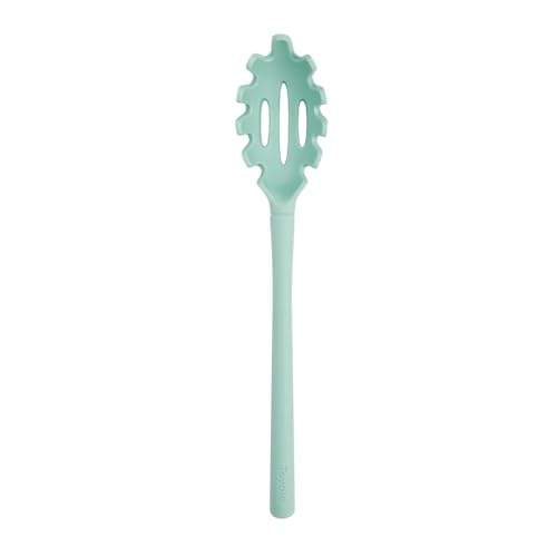 Image of Tovolo Pasta Claw Spaghetti Spoon Scoop Aqua Seafoam Green Silicone Pasta Spoon with Teeth, BPA Free Silicone Pasta Fork for Serving Spaghetti Linguine and Noodles, Heat Safe Pasta Serving Spoon