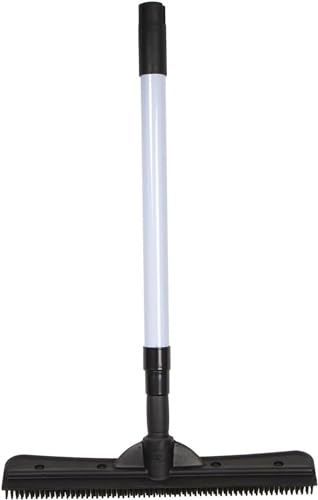 Image of FURemover Compact Pet Hair Rubber Broom with Squeegee, with Handle that Telescopes up to 40 inch for Carpet, Tile and Hardwood