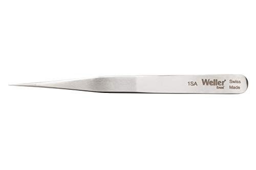 Weller Erem 1Sa Stainless Steel Straight Fine Point Anti Magnetic Tweezer, 4.75" Overall Length #TOP3