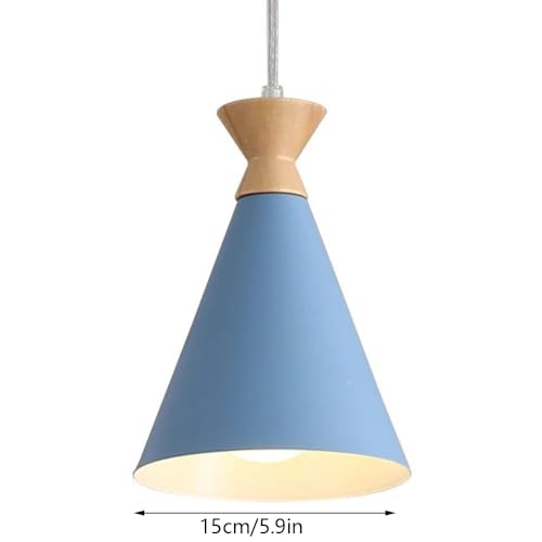 Lámpara colgante ajustable E27 de cabeza única con pantalla de madera 6