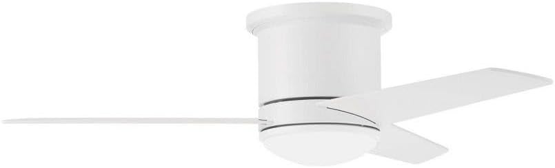 Craftmade 44" Cole II CLE44W3 Hugger Indoor/Outdoor Damp Ceiling Fan in White Finish, Reversible White/Washed Oak Blades, Integrated LED Light, Optional Lens Cover, Remote and Wall Control Included