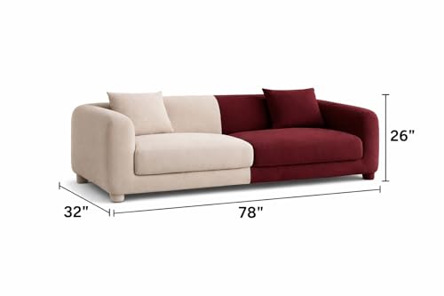 Image of Luxury Velvet Contemporary Sectional Sofa Set with Chaise Lounge & Cushions - Perfect for Living Room, Guest Room & Office (1, Beige&Mehroon)