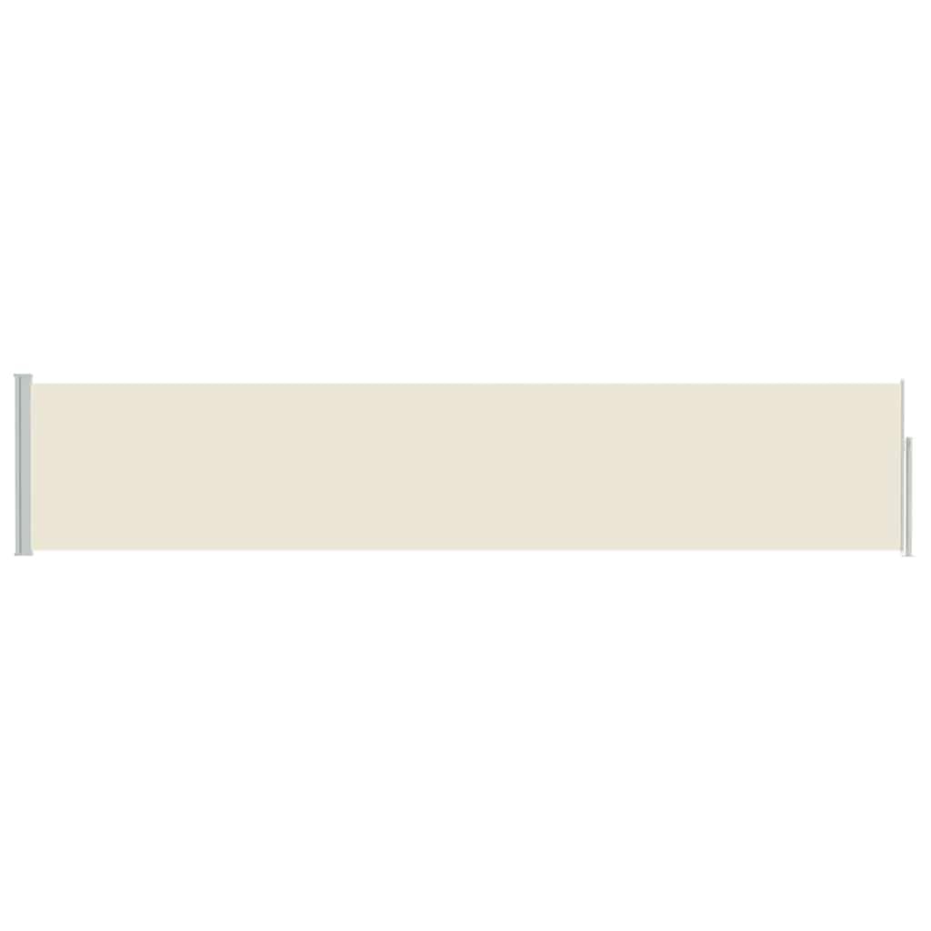 100 x 500 cm Retractable Side Awning, Cream Polyester Privacy | Cuenta con un marco de acero gris duradero para proporcionar protección contra el viento y el sol para tu balcón
