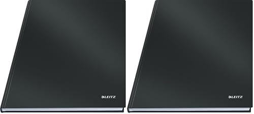 Image of Leitz A4 Hard Covered Notebook, Squared, 90 gsm Ivory Paper, Solid Range, Black, 80 Sheets (Pack of 2)