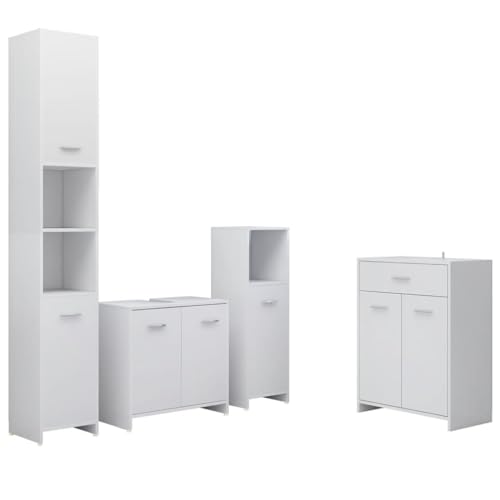Massbinet 4-TLG. Badmöbel-Set Weiß Modern Style Massivholz Badezimmermöbel Badezimmerschränke Massbinet 4-TLG. Badmöbel-Set Weiß Modern Style Massivholz Badezimmermöbel Badezimmerschränke
