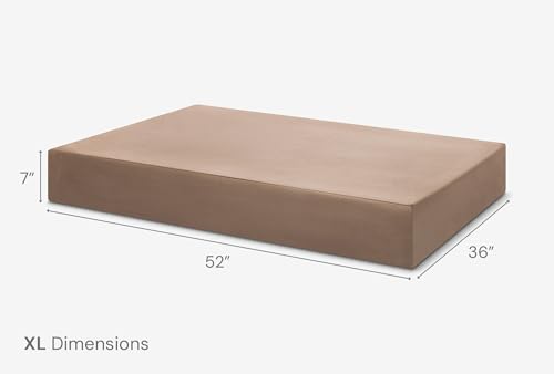 Image of Barker Beds XL Orthopedic Dog Bed - 7 inch Memory Foam Mattress - 75-120 lbs - Joint Pain & Arthritis Support - Vet Recommended, Washable Cover - Made in USA - 52 inchx36 inchx7 inch - Khaki