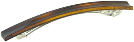 Parcelona French Long and Thin Large 4 1/4" Celluloid Automatic Hair Clip Barrette French Strong Hold Grip Hair Clips for Women No Slip Fashion Durable Styling Girls Hair Accessories, Made in France (Tortoise Shell Brown)