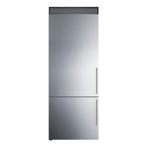 Summit FFBF279SSXIMH72 28” Inch Wide Freezer Refrigerator, 14.6 cu.ft, Bottom Freezer, Ice Maker, ENERGY STAR, Frost-Free, Digital Temperature, Adjustable Glass, LED Lighting, Door Racks (RHD)
