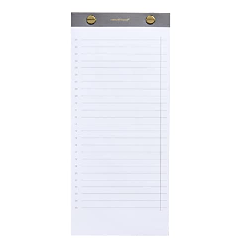 RUSSELL+HAZEL Riveted Paper List Pad, Office Supplies, Charcoal with Gold Accents, 4