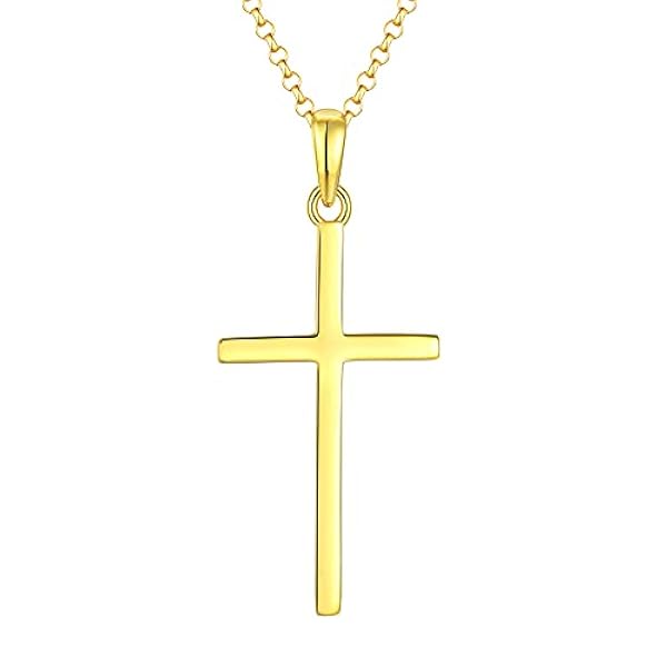 JO WISDOM Collar Cruz Crucifijo de Plata de ley 925 Mujer,Colgante con Cadena