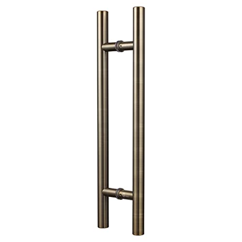 Togu tg-6012 300 mm/12 pulgadas Ronda Bar/perno/escalera estilo back to Back Push Pull puerta de acero inoxidable mango de madera maciza, madera, cristal y acero puertas, cepillado Acabado de bronce antiguo
