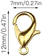 Suaywo 100 Pcs Gold Lobster Clasps 7 x 12mm Necklace Clasp Alloy Lobster Claw Clasps for DIY Craft Jewelry Making Necklace Bracelet Findings