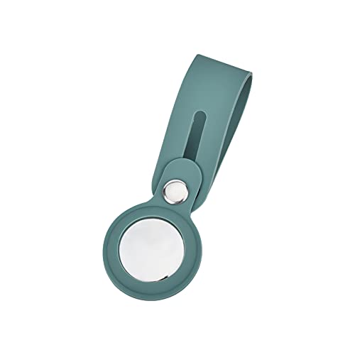 Image of FOSO() Silicone Loop Case for Apple Airtag - Key Finder Secure Holder with Buckle Protector Skin Cover with Long Strap for Apple Bluetooth Item Tracker Soft Keychain Locator Luggage Tag (Green)