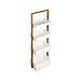shelfmade Estantería de baño con cestas, de bambú, color blanco, estantería de baño estrecha, de pie, de madera, estantería de nicho, estantería de cocina estrecha (4 cestas)