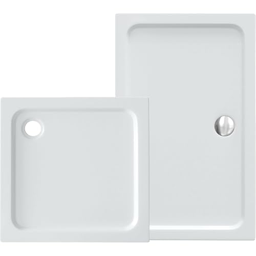 VILSTEIN® Duschwanne Sanitäracryl [70x70cm] - Stilvolle Duschtasse - Duschwanne Komplettset inkl. Siphon - 5cm flaches Duschbecken mit Gefälle & Glasfaserverstärkung - Hochglanz Weiß