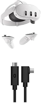 Bundle of Meta Quest 3 512GB— Breakthrough Mixed Reality — Powerful Performance (Renewed Premium) + Meta Quest Link Cable - Virtual Reality Headset Cable for Quest - 16FT (5M) - PC VR