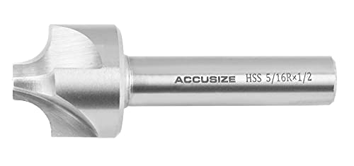 Image of Accusize Industrial Tools Hss Corner Roudning End Mill, 5 /16'' Radius, 1 /2'' Shank Diameter, 1-1 /8'' Largest Diameter, 3-1 /4'' Oal, 1011-0512 | H.S.S. Corner Rounding End Mill, 1 /2 inch Shank, 1-1 /8 inch Largest Dia, 3-1 /4 inch Overall Length