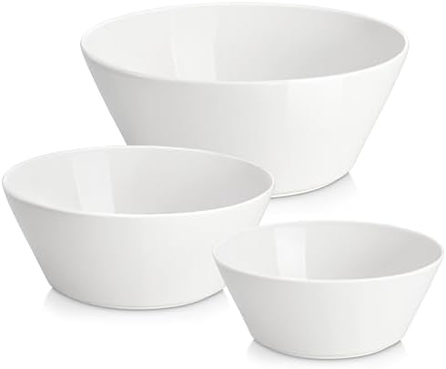 MALACASA Serving Bowls, Ceramic Mixing Bowls for Kitchen, 105/60/35 OZ White Bowls Set of 3, Microwave and Dishwasher Safe, Series Regular - Thumbnail 5