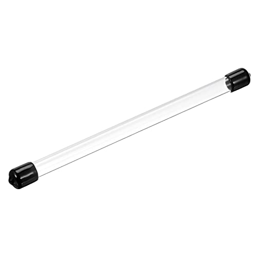Image of PATIKIL Clear Rigid Tube Round Plastic Tubing with Black Rubber Caps Polycarbonate Water Pipe, 305mm / 12 Inch Length, 9mmx10mm /0.35 inchx0.4 inch, 1 Set