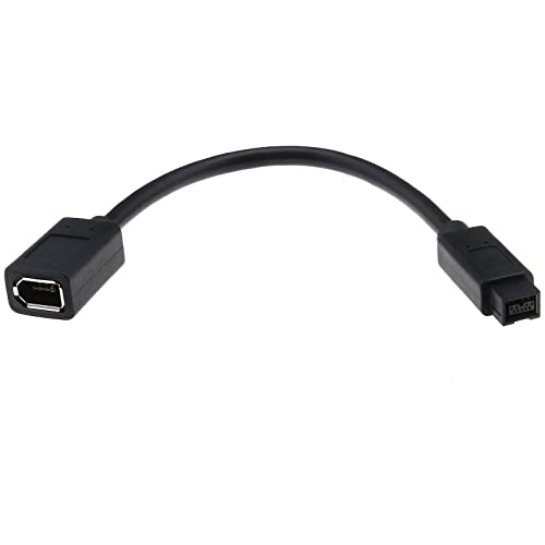 ECSiNG IEEE 1394 6-polige Buchse auf 1394 9-poligen Firewire 400 auf 800 Kabel, Datenübertragungsadapter, Konverterkabel, kompatibel mit MacBook Pro, 22 cm, Schwarz