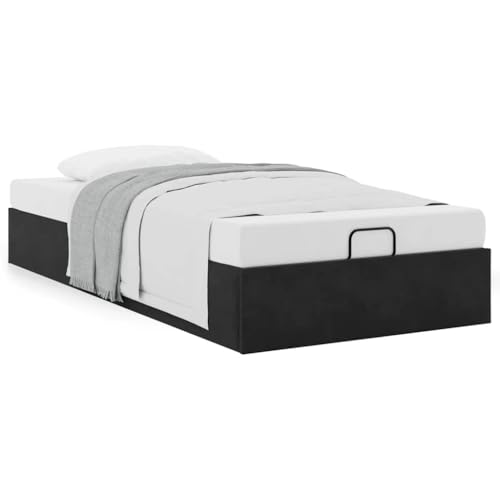 Amorsee Canapé Abatible 90 x 200 cm, Cama Canape 90 x 200 cm, Cama Tapizada 90 x 200 cm, Cama Individual Crema Negro