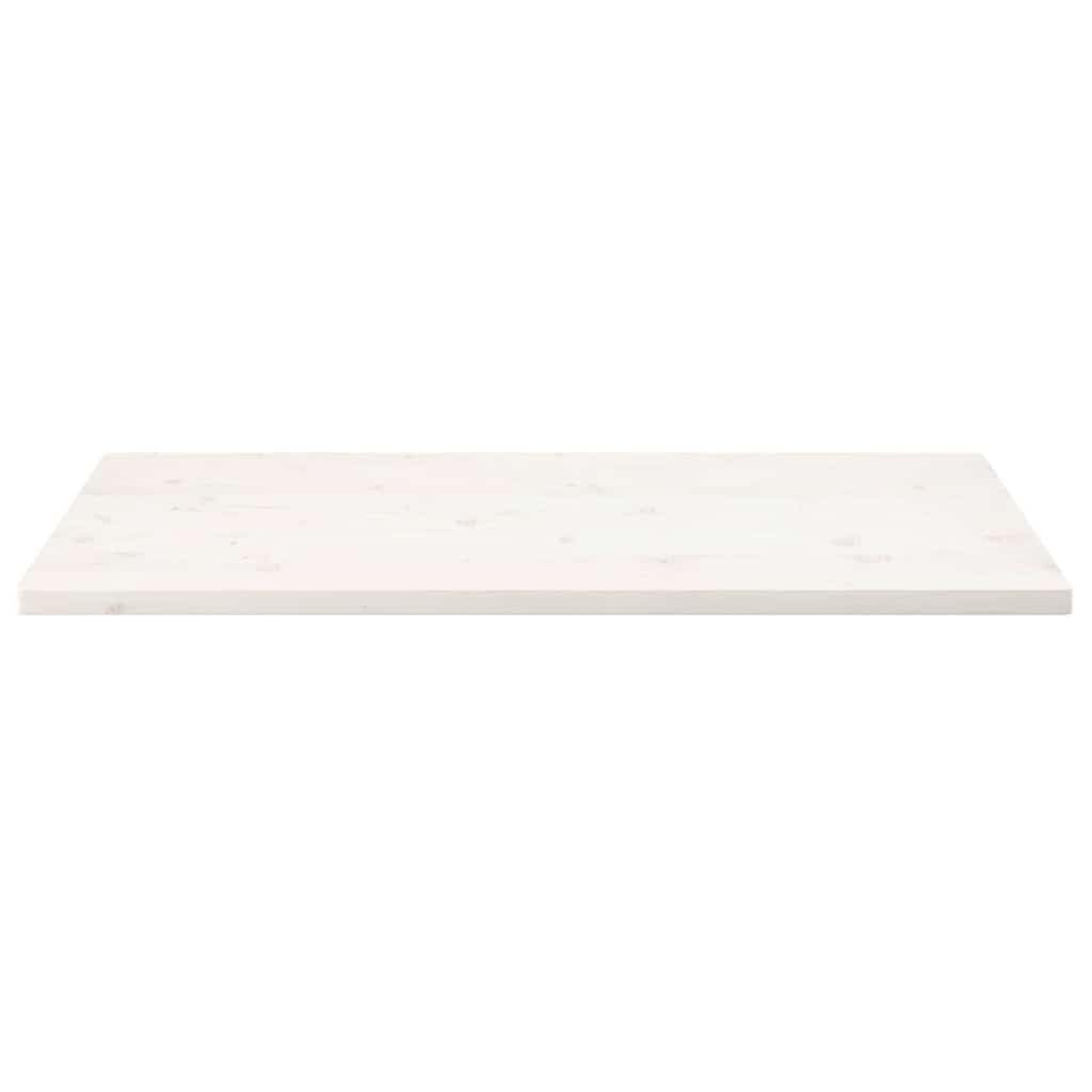 Piano Tavolo Bianco 100x50x2,5 cm Legno Massello Pino Rettangolare