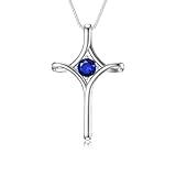TOUPOP Collar con colgante de cruz de piedra natal para mujer, plata de ley 925, regalo de joyería para mujer, esposa, novia, hermana, cumpleaños, día de la madre, regalo para ella, talla única, Plata