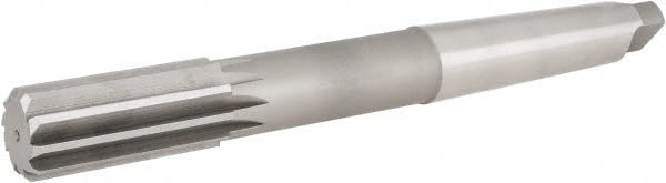 Hertel Chucking Reamer, RH Cut, HSS, 1-1/4" Diameter, Morse Taper Shank, 3" Flute Length, 11-1/2" OAL, 10 Flute, Straight Flute