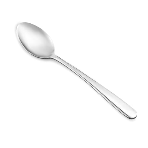 Image of Culinex 18 /8 Premium Stainless Steel 8.2 inch Serving Spoon Set of 4, Dora| All Purpose Kitchen Serving Spoon, Silver Rustproof Dishwasher Safe Serveware, Tableware By thinKitchen