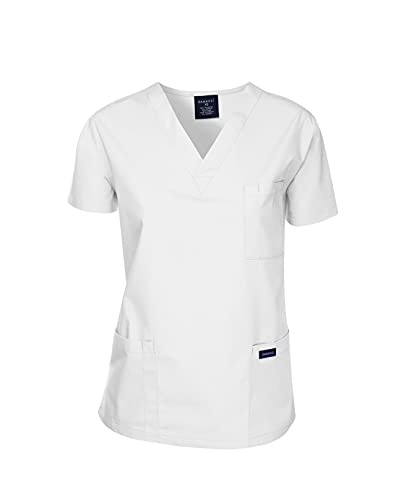 Dagacci Scrubs Medical Uniform Women and Men Scrubs Shirts Medical Scrubs Top Medium White