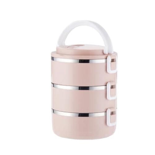 3 Layers Portable Lunch Box Multi-Purpose Bento With Lids Food Container(Pink-3Layers)