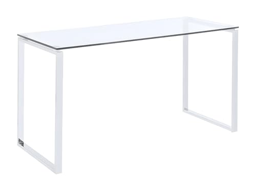 Vente-unique-Scrivania in Vetro temperato e metallo cromato - FREYA