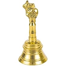 Spillbox Traditional Brass Bell/Ghanti for Pooja/Worship for Temple Home - 4" Inch Nandi, Gold