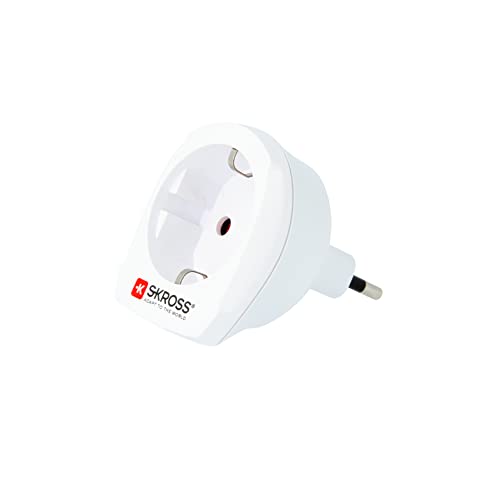 SKROSS | 1.500205 | Adaptateur de Voyage de l'UE vers la Suisse - Tension et puissance : 100V - 1000W / 250V - 2500W - Protection anti-choc électrique