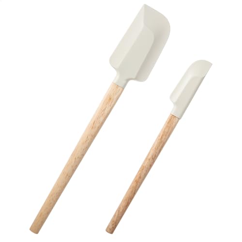 Ptwola 2 Pcs Wooden Handle Spatula Set White...