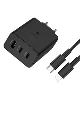 Image of Original 65W 3 Port Multi Port with SuperFast Charging Adapter with Type C Data Cable Compatible for Sam Sung S23 Ultra,S23 Plus,S23,S22 Ultra,S22 Plus,S22,S20FE,A72,A52,A32,F23 (DP58)