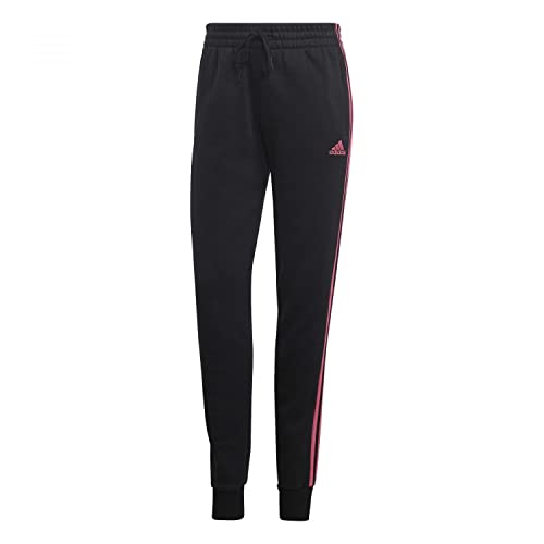 adidas Damen Essentials Fleece 3-Stripes Pants, Black / Pulse Magenta, M