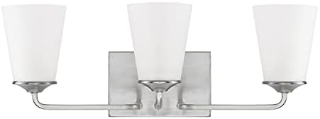 HomePlace Lighting 114131BN-331 Braylon Urban/Industrial Soft White Glass Bathroom Vanity Wall Light, 3-Light 300 Total Watts, 8" H x 23" W, Brushed Nickel