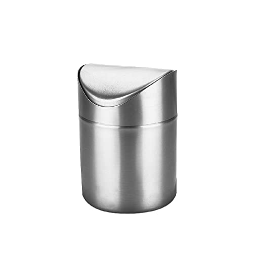ETRAVEL Mini poubelle de bureau avec couvercle en acier inoxydable brossé 12 x 12 x 16,5 cm 1,5 l Cover