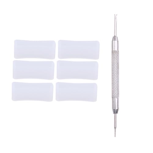 ULTECHNOVO 6 PCS 20mm Rubber Leather Watch Band Strap Loops Silicone Watch Strap Loops Replacement Band Holder Keeper with Tools (Transparent)