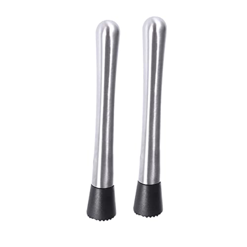 Cabilock 2 Pcs 304 Swizzle Stick Fruit Ice Crusher Barware Bar Tool Stainless Steel Bar Mixer Cocktail Shaker Stainless Steel Party Bar Mixer Silver re-usable
