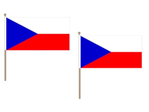 Drapeau République tchèque 45x30cm hampe bois pack de 10 pièces