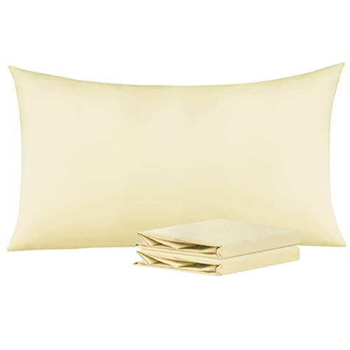 NTBAY King Microfiber Pillowcases, 2 Pack, 20 x 40, Butter Yellow