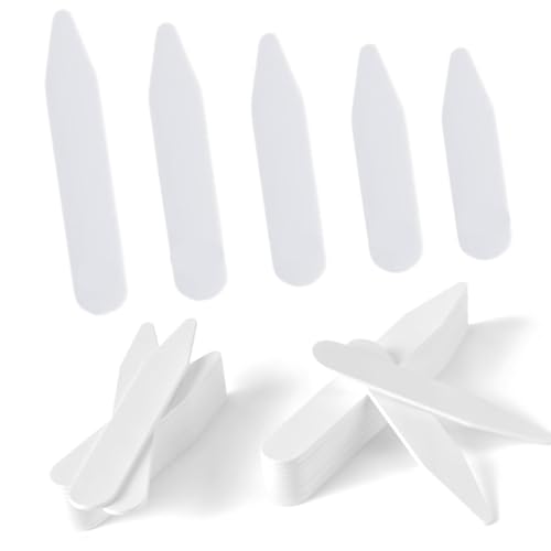 PLABBDPL 50 Piezas Refuerzos de Huesos de Plástico para Cuello de Camisa de Hombre, Ballenas de Plástico Blanco para Camisas, Varillas de Plástico para Cuello, Cuello de Camisa